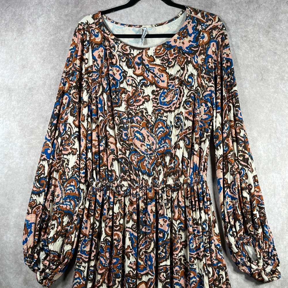 Rachel Pally Maxi Dress Womens L Brown Paisley Long Sleeve Bohemian‎ Long Casual - Picture 2 of 10